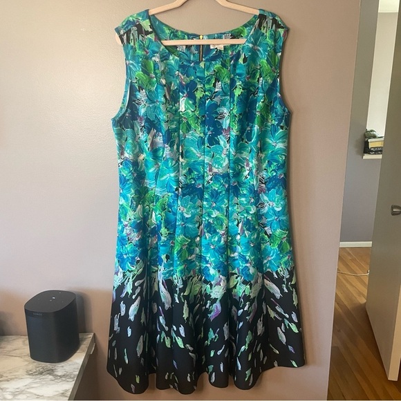 Dress Barn Women's Watercolor Floral Sleeveless Midi Dress Size 18 2X - Picture 2 of 8